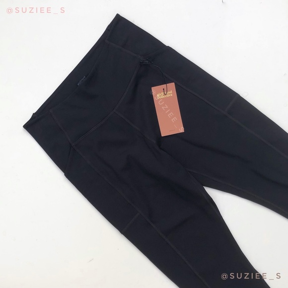 Girlfriend Collective Leggings Pocket High Rise Compressive 7/8 Black Large NWT - Picture 4 of 15